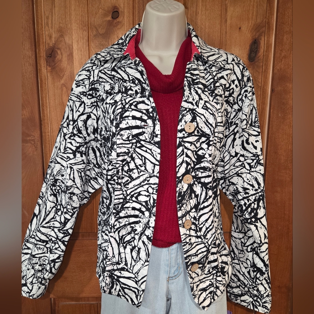 Coldwater Creek Black‎ and White Cotton Jacket